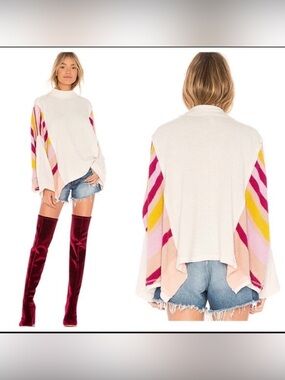 We The Free Free People Susie Swit Overused Batwing Sleeve Poncho Top